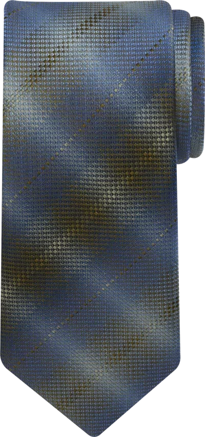 Pronto Uomo Big & Tall Men's Ombre Plaid Tie Olive - Size: Xlong - Only Available At Men's Wearhouse