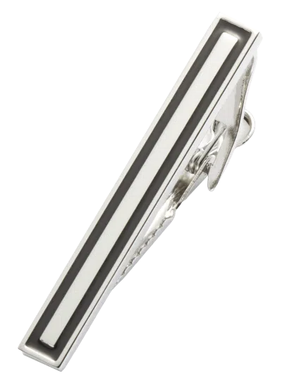 Pronto Uomo Black Rectangular Tie Bar