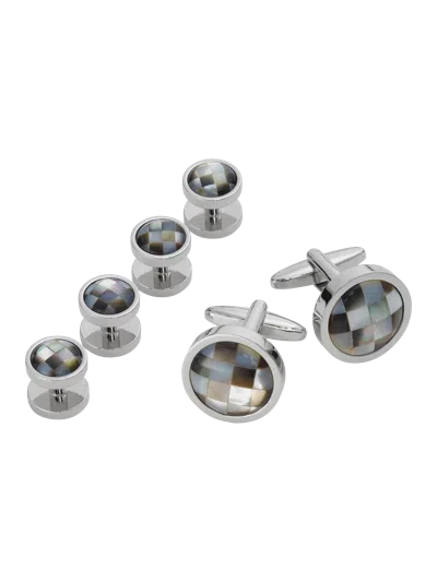 Pronto Uomo Checkered Mother-of-pearl Cufflinks & Studs Set