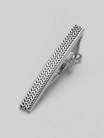 Pronto Uomo Chevron Tie Bar In Silver