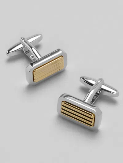 Pronto Uomo Dimensional Rectangle 2-tone Cufflinks In Gold