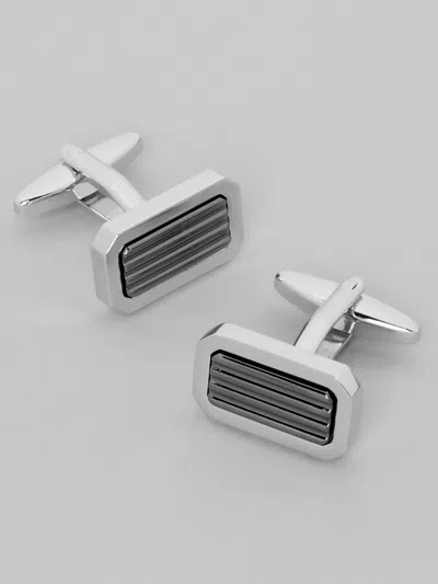 Pronto Uomo Dimensional Rectangle 2-tone Cufflinks In Metallic