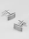 Pronto Uomo Etched Grid Cufflink And Stud Set In Silver