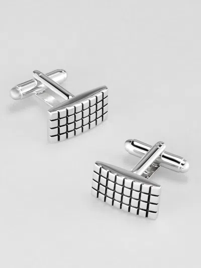 Pronto Uomo Etched Grid Cufflink And Stud Set In Silver