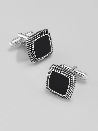 Pronto Uomo Etched Square Frame Cufflink And Stud Set In Multi