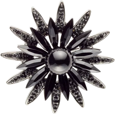 Pronto Uomo Floral Crystal Bead Lapel Pin In Black