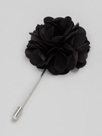 Pronto Uomo Flower Lapel Pin In Black