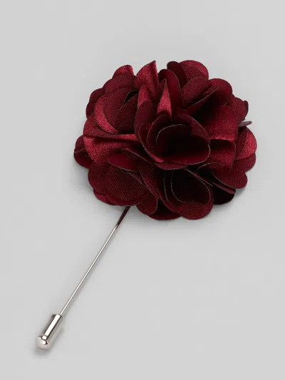 Pronto Uomo Flower Lapel Pin Burgundy - Size: One Size - Only Available At Men's Wearhouse In Red