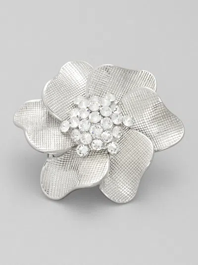 Pronto Uomo Flower Lapel Pin In Metallic