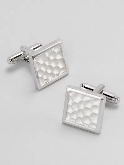 Pronto Uomo Hammered Square Cufflinks In Metallic
