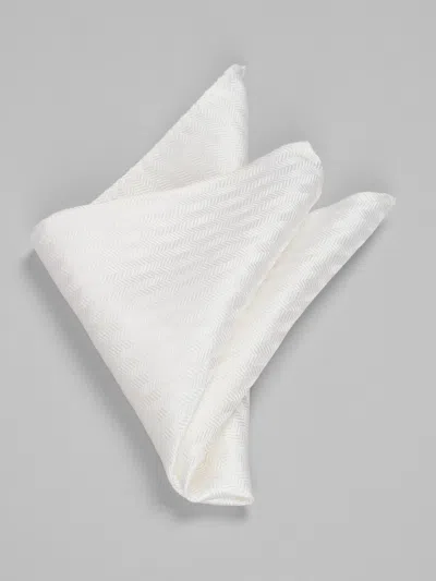 Pronto Uomo Herringbone Pocket Square In White