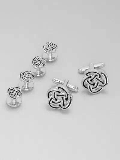 Pronto Uomo Intertpurple Wined Circle Cufflink & Stud Set In Gray
