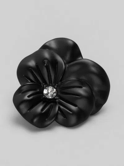 Pronto Uomo Matte Flower Lapel Pin In Black