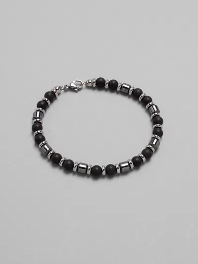 Pronto Uomo Mixed Natural Stone Bead Bracelet In Animal Print