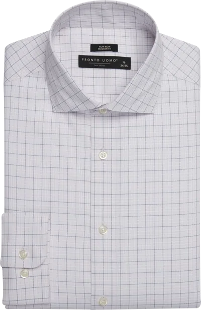 Pronto Uomo Modern Fit 100% Cotton Plaid Dress Shirt In Blue