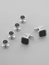 Pronto Uomo Onyx Octagon Cufflink And Stud Set