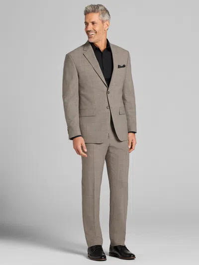 Pronto Uomo Platinum Big & Tall Men's Modern Fit Check Windowpane Suit In Brown