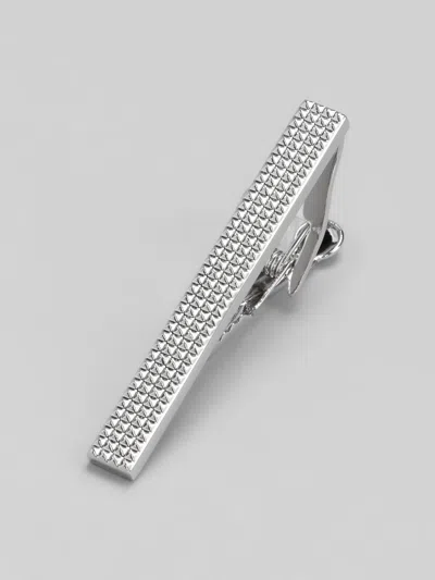 Pronto Uomo Pyramid Dot Tie Bar In Silver