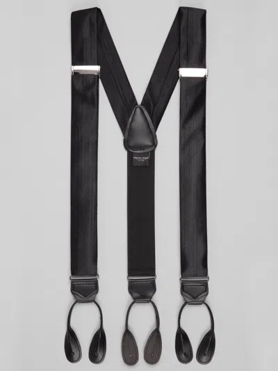 Pronto Uomo Ribbed Silk Blend Suspenders In Black