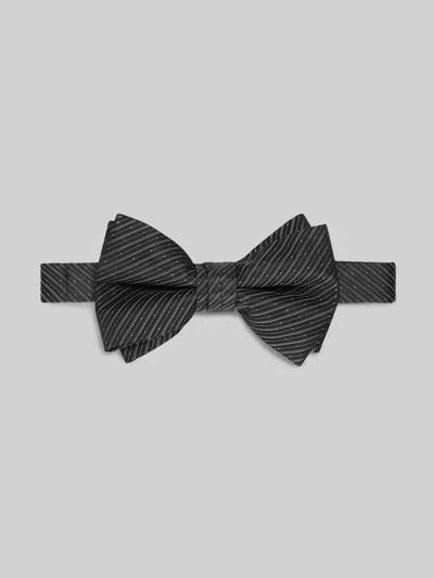 Pronto Uomo Ribbed Stripe & Dots Double-decker Pre-tied Bow Tie In Black