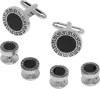 Pronto Uomo Round Engraved Cufflinks & Studs Set