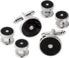Pronto Uomo Round Rhinestone Cufflinks & Studs Set