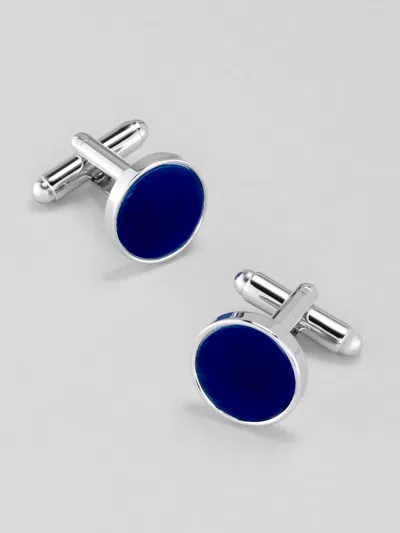 Pronto Uomo Round Stone Cufflink And Stud Set In Silver