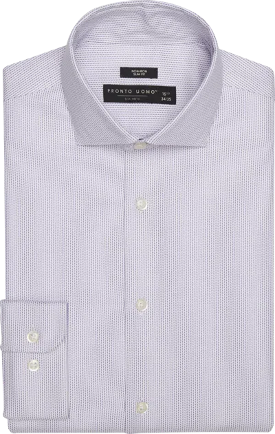 Pronto Uomo Slim Fit Herringbone Spread Collar Dress Shirt In Purple