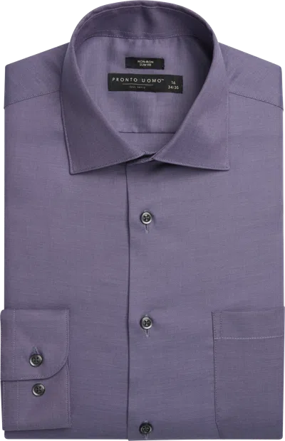 Pronto Uomo Slim Fit Solid Sharkskin Dress Shirt In Gray