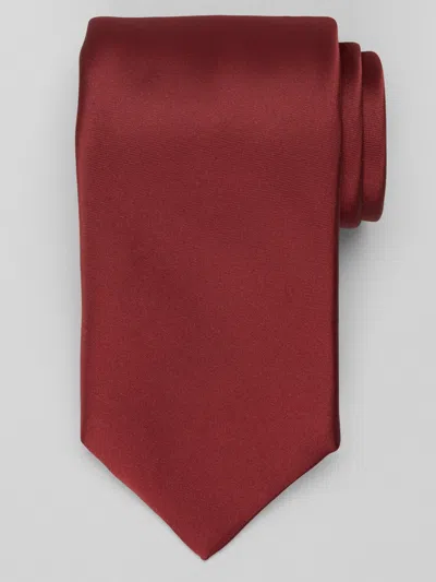 Pronto Uomo Solid Satin Tie Burgundy - Size: One Size - Only Available At Men's Wearhouse