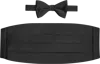 Pronto Uomo Solid Silk Bow Tie & Cummerbund Set In Black