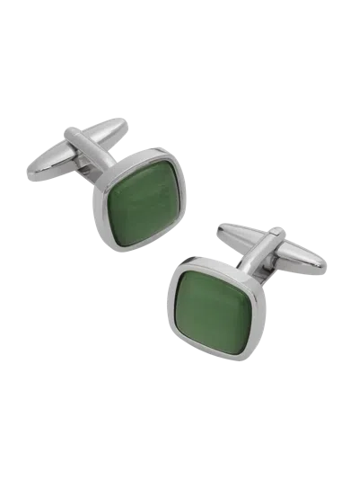 Pronto Uomo Square Olive Green Glass Cufflinks