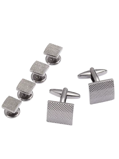 Pronto Uomo Square Textured Cufflinks & Studs Set