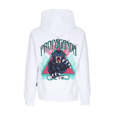 Propaganda Men's Lightweight Hooded Sweatshirt Triangle Panther Hoodie White