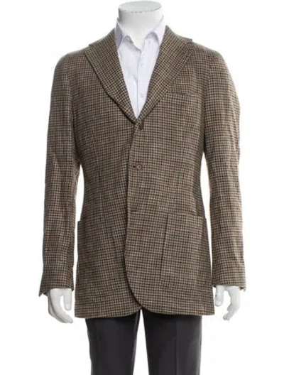 Pre-owned Proper Cloth Houndstooth Print Blazer In Brown
