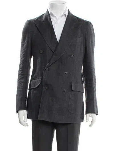 Pre-owned Proper Cloth Linen Blazer In Gray