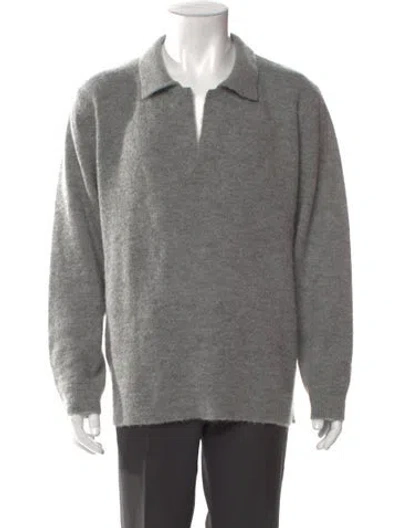 Pre-owned Proper Cloth Mock Neck Long Sleeve Polo Sweater In Gray
