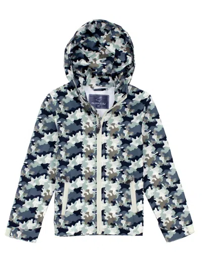 Properly Tied Kids' Boy's Canopy Rain Jacket In Delta Backwater Camo In Blue