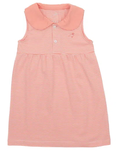 Properly Tied Kids' Girls Jackson Dress In Coral Stripe In Pink