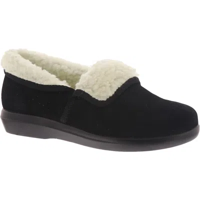 Propét Colbie Womens Leather Slip On Loafer Slippers In Black