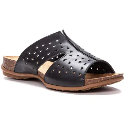 Propét Fionna Womens Leather Footbed Sandals In Black