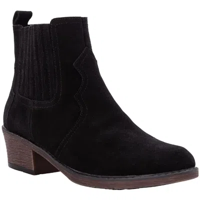Propét Reese Womens Suede Block Heel Ankle Boots In Black