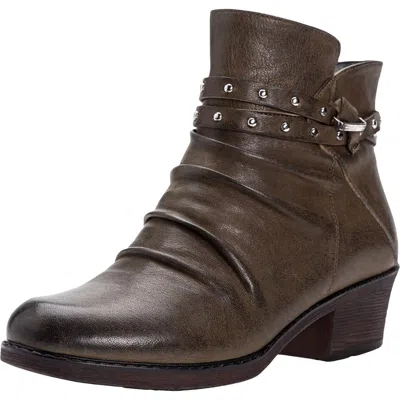 Propét Roxie Womens Leather Studded Booties In Brown