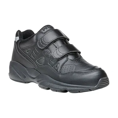 Propét Stability Walker W2035 Black Leather Walking Shoes Zap736 In Grey