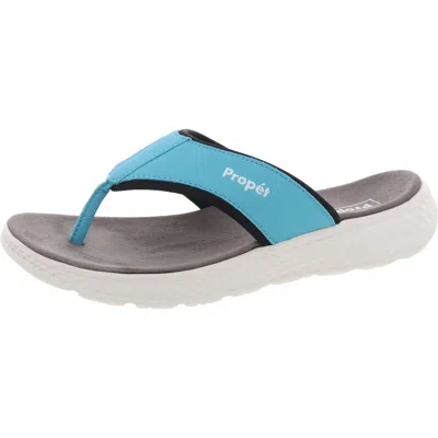 Propét Travelactiv Ft Womens Debossed Manmade Thong Sandals In Blue