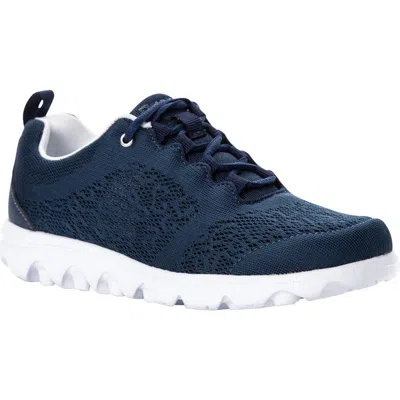 Propét Travelactiv Knit Lace-up Sneaker In Blue