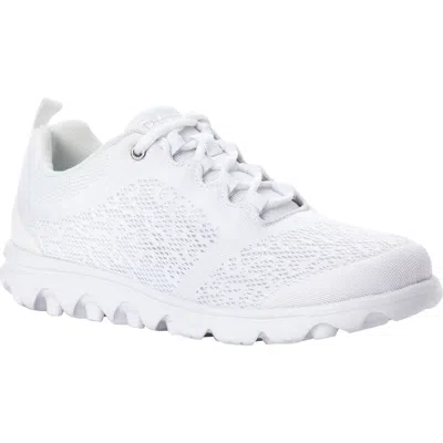 Propét Travelactiv Knit Lace-up Sneaker In White