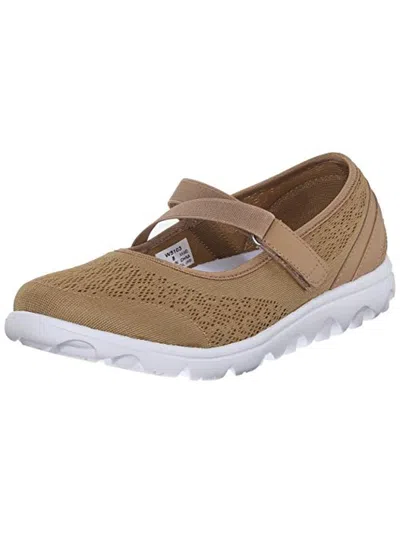 Propét Travelactiv Womens Mesh Mary Jane Walking Shoes In Beige