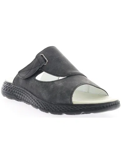 Propét Travelactive Sadona Womens Padded Insole Faux Suede Platform Sandals In Gray
