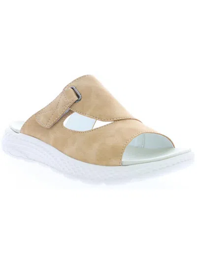 Propét Travelactive Sadona Womens Padded Insole Faux Suede Platform Sandals In White